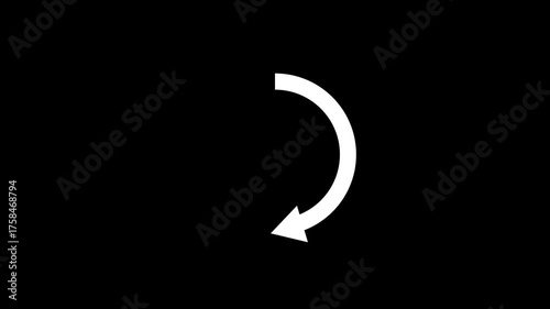 Refresh button icon animation. circle arrow icon set, reload, rotation on black background in black color.