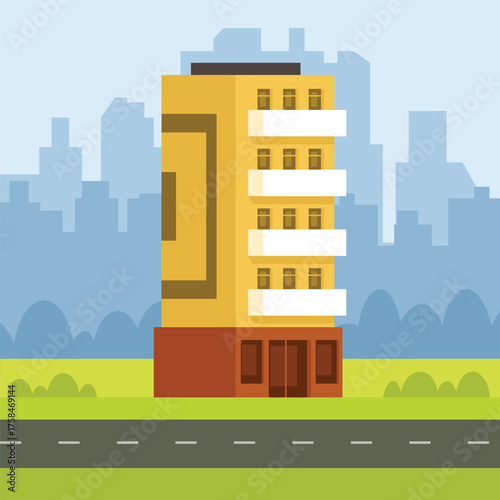 Apartment Building Vector Illustration