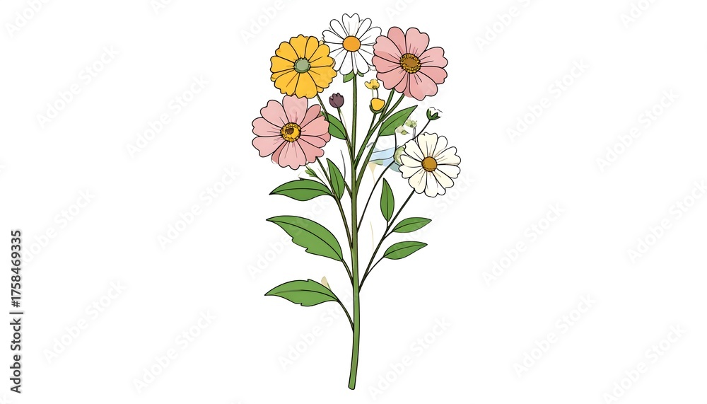 Fototapeta premium Colorful Bouquet of Flowers on White Background