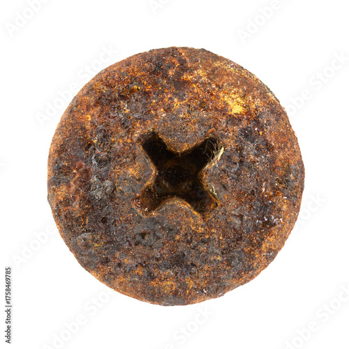 Old screw and nail heads