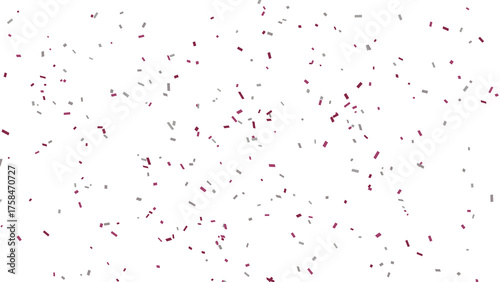 Elegant festive background with falling burgundy and silver confetti elements