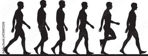 Silhouette sequence showing a man walking through various stages of motion