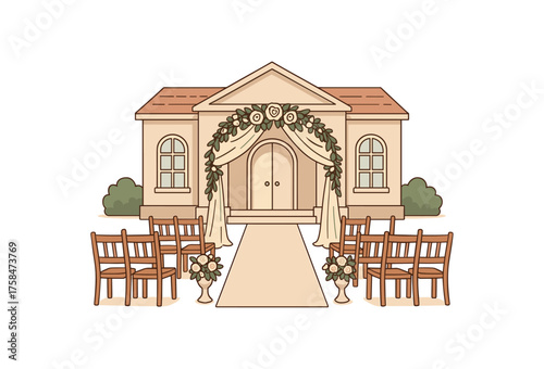 wedding venue wedding flat vector illustration style isolated on white background
