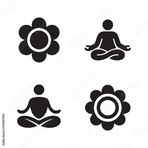Focus or Mindfulness Symbol Solid Icons Set for Self Awareness