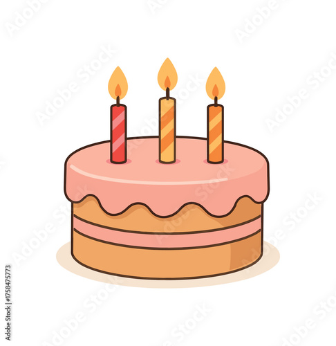 birthday cake birthday flat vector illustration style isolated on white background