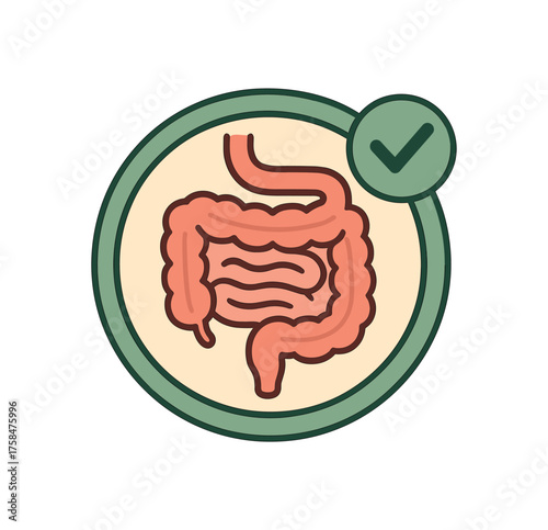 digestive health label and badge flat vector illustration style isolated on white background