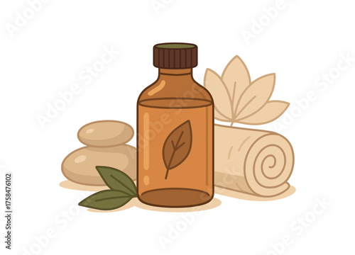 massage oil wellness flat vector illustration style isolated on white background
