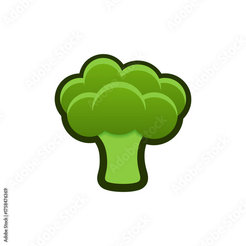 Isolated flat 3d Broccoli icon for game, interface, sticker, app. The sign in a cartoon style for match 3, arcade, rpg. The Vegetable sprite for craft element in hyper casual mobile game.