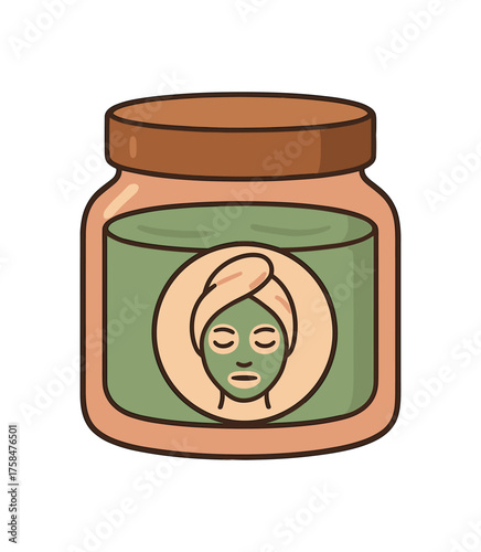 face mask jar self care flat vector illustration style isolated on white background