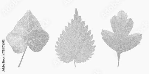 Grungy leaves with harsh stipple, bold halftone clusters and noisy xerox imperfections, 90s punk energy in raw print textures.