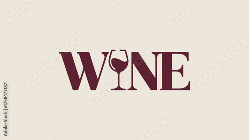Elegant wine typography with a glass silhouette