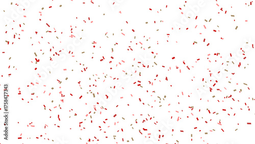 Red, Gold, and Pink Confetti Falling on a White Background