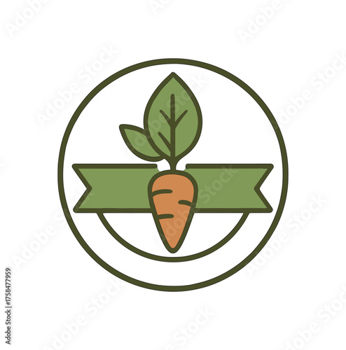 raw food label and badge flat vector illustration style isolated on white background