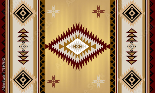 Navajo tribal vector seamless pattern. Native American ornament. Ethnic South Western decor style. Boho geometric ornament. Vector seamless pattern. Mexican blanket, rug. Woven carpet illustration