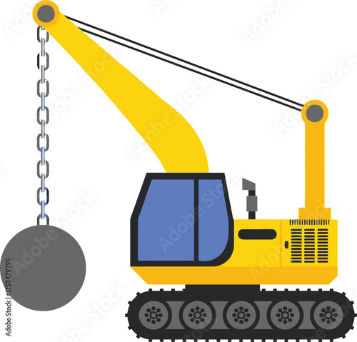 Wrecking Ball Demolition Vehicle Vector