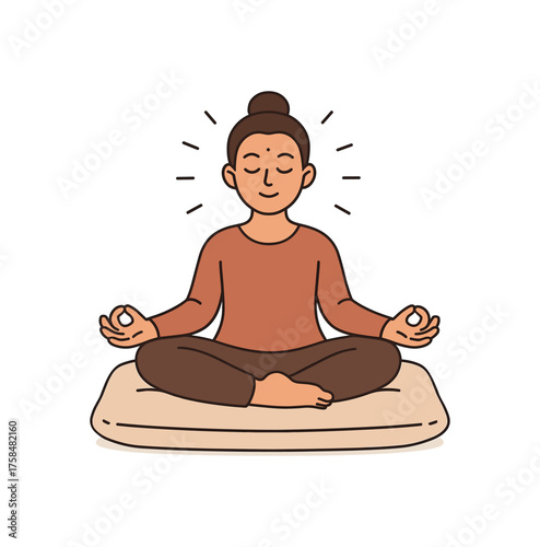 comfortable pillow mindfulness flat vector illustration style isolated on white background