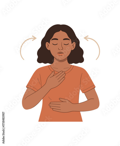 mindful breathing mindfulness flat vector illustration style isolated on white background