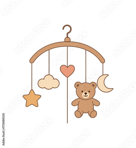 baby crib mobile baby flat vector illustration style isolated on white background