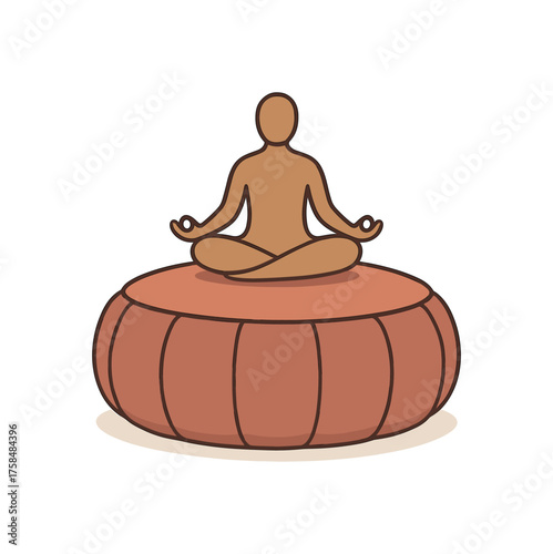 meditation cushion mindfulness flat vector illustration style isolated on white background