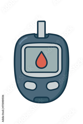 glucose meter with drop symbol flat vector illustration style isolated on white background