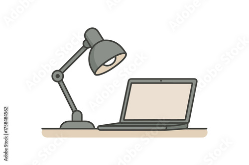 desk lamp remote work flat vector illustration style isolated on white background