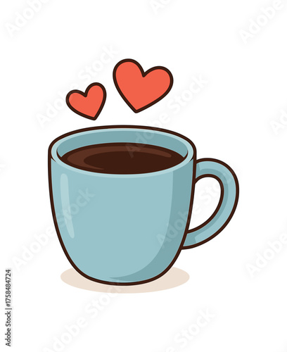 cup of coffee for two love flat vector illustration style isolated on white background