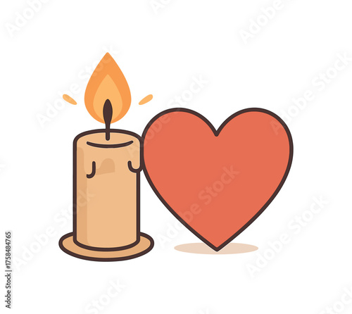 candlelight love flat vector illustration style isolated on white background