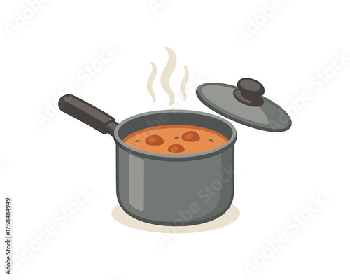 saucepan home cooking flat vector illustration style isolated on white background