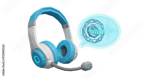 Customer Service Headset with Speech Bubble Communication & Support Vector Graphic