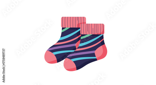 Colorful striped socks with ribbed cuffs for cozy comfort.