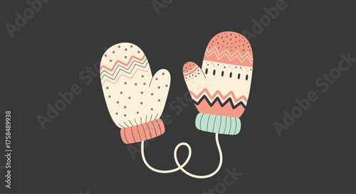 Cozy knitted mittens with a playful pattern for keeping hands warm.