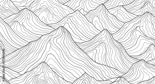 Abstract pattern of rolling hills in a minimalist line art style.