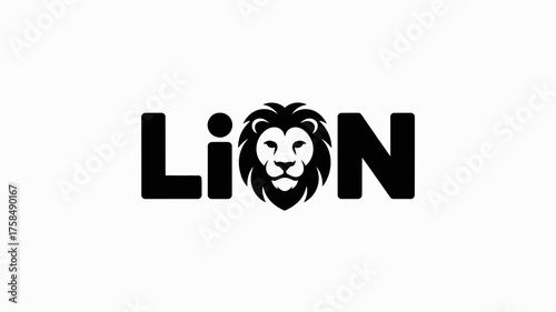 Bold black lion head logo integrated into the word lion