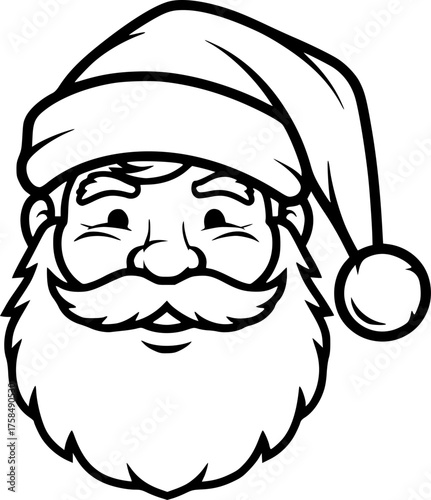 Christmas vector santa's had line art style.