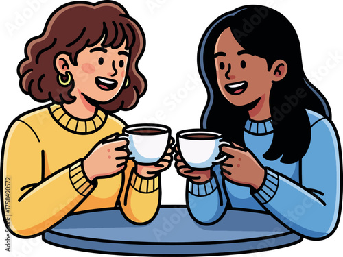 Friends And Coffee - Enjoying Good Company and Warm Conversations.