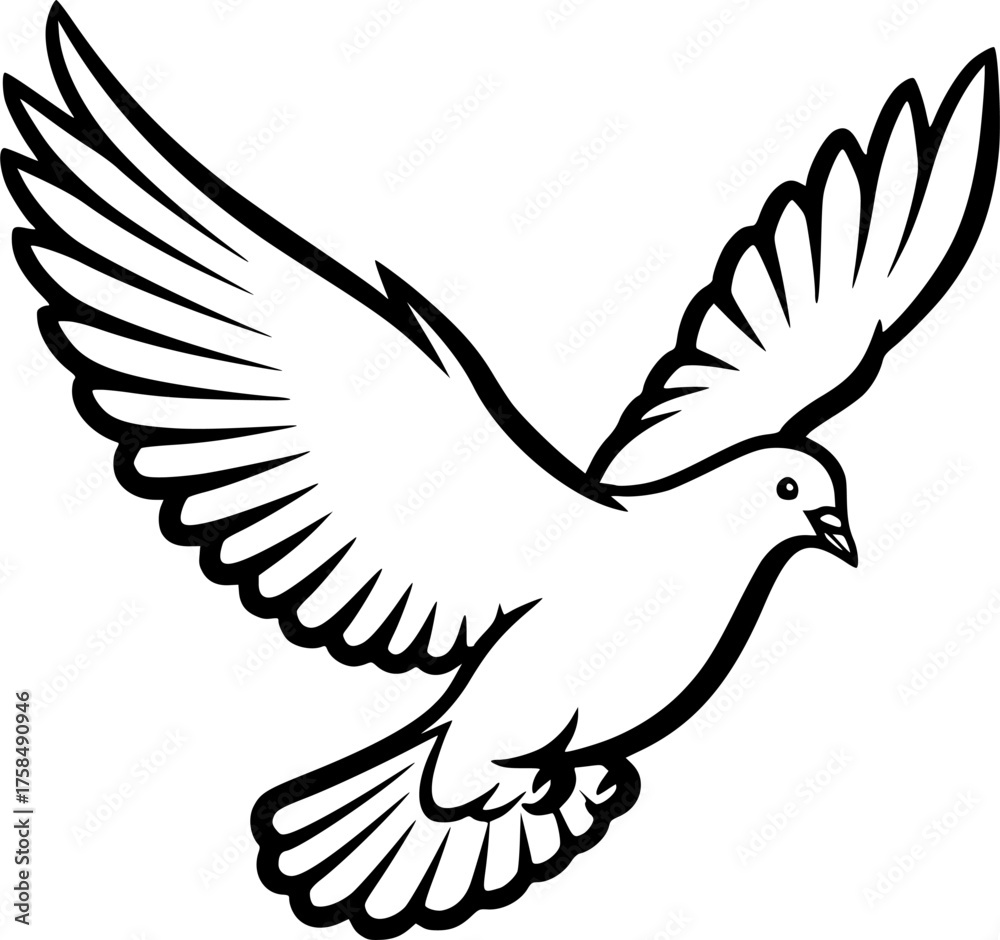 Fototapeta premium dove line art style vector illustration.