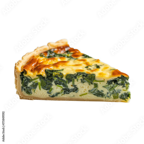 Golden crust spinach quiche slice pastry creamy