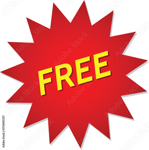 Free banner,sticker. free red  stamp,badge. Promo sticker.Vector illustration.