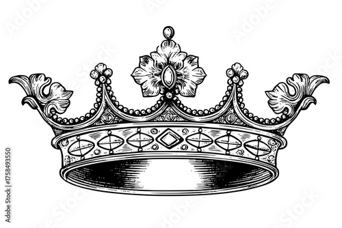 Elegant royal crown illustration, perfect for adding a regal touch to your designs, vintage style emblem of power and authority, luxury design element