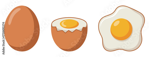 fried egg cartoon vector icon set