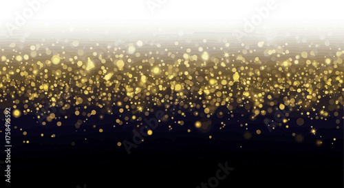 A mesmerizing visual of golden particles, creating a luminous and dynamic display against a dark background.