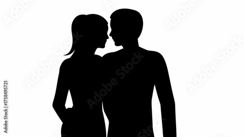 Romantic silhouette of a couple embracing, perfect for Valentine's Day promotions or expressing love and connection, ideal for relationship content