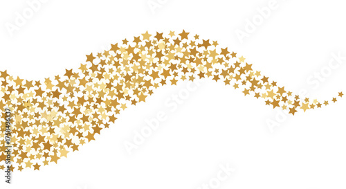 A flowing wave of scattered golden star confetti creating an abstract celebratory background.