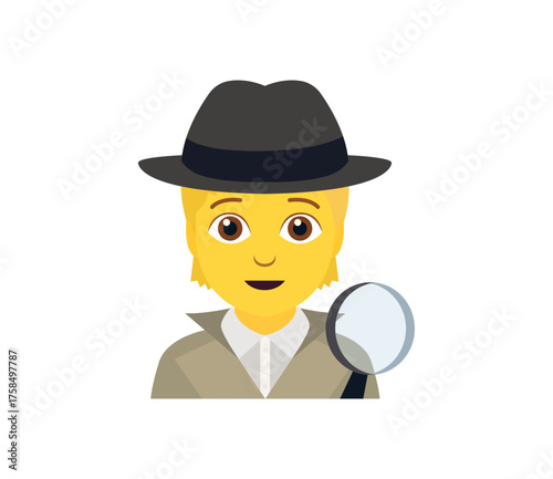 sherlock holmes detective non-binary person smiling smile private investigator clue emoji symbol sign icon vector illustration isolated flat