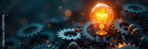 Illuminated Gears A Brilliant Invention Concept -  Bright Idea, Innovation, Problem Solving, Creativity