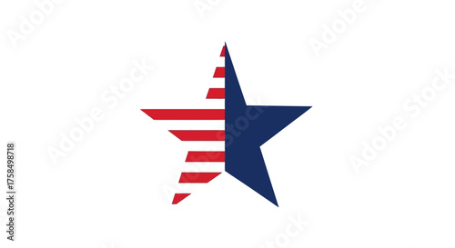 A patriotic star with red stripes and a blue section on a white background.