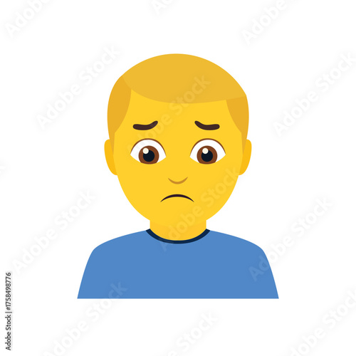sad man frown frowning head character person emoji symbol sign icon vector illustration isolated flat