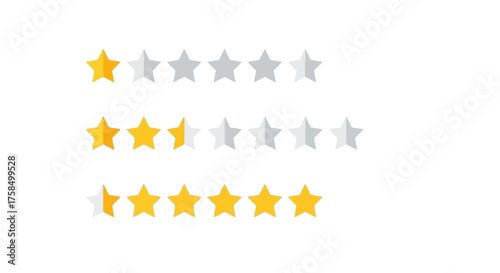 Three rows of star ratings, each with a different number of filled stars, representing reviews.