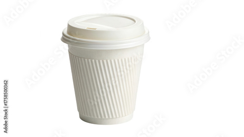 White disposable coffee cup with lid isolated on transparent background