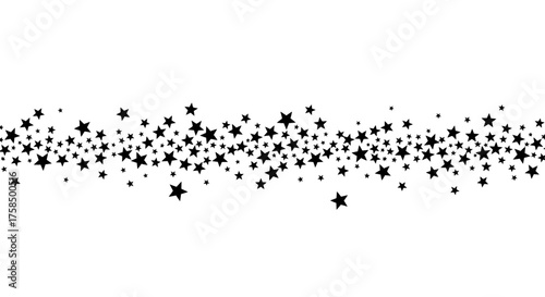 Black star pattern on white background, scattered stars.